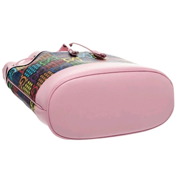 Gucci Psychedelic Multicolor Print Bucket Bag Pink with Drawstring (EUC) - Picture 5 of 16